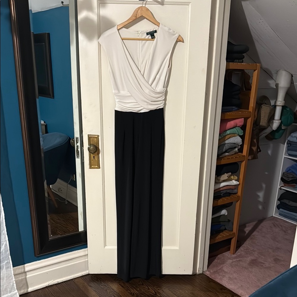 Elegant Black and White Jumpsuit - Ralph Lauren